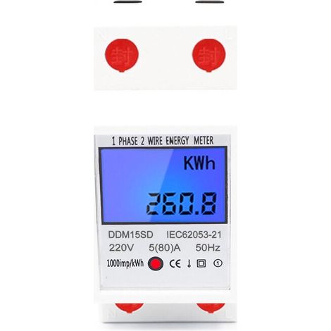 Weiß, Einphasiger Multifunktions-Bahnzähler, Einzeltarif, LCD-Display mit Hintergrundbeleuchtung (1/4)
