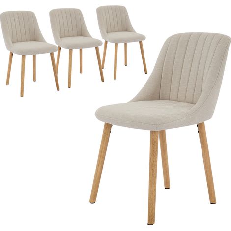 LOT DE 4 - CHAISE DE SALLE A MANGER -Scandinave-BEIGE (1/5)