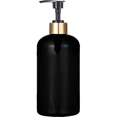 (1 pièce noire) Flacon distributeur de savon à pompe doré vide et rechargeable pour shampoing, après-shampoing, gel douche, savon pour les mains et distributeur de vaisselle (1/5)