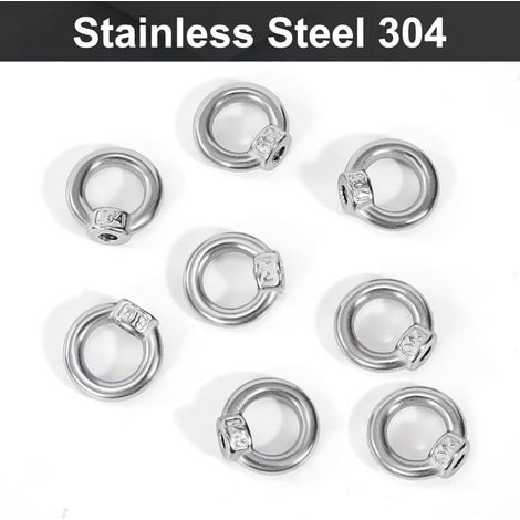 Écrou à Anneau M4 Écrou à Oeil en Acier Inoxydable 304 Écrous à œillet pour Accessoires de Levage 8 Pièces (1/4)