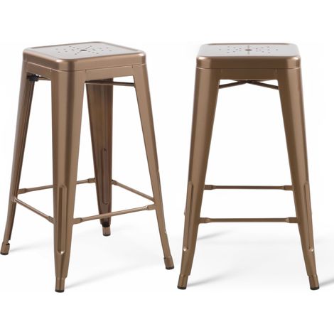 ORION91oficial® - Taburete Alto Acero BETA Color Cobre , Apilable (66 cm) Estilo Industrial, Comedor, Hostelería, Oficina, Salón, Teletrabajo, Cocina - spaziOrion91 - Unidad (1/5)