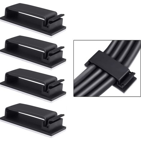 DEESSE SHOP - 60 pcs Clips de câble adhésifs, 3M Clips de câble adhésifs Attache de câble auto-adhésive, Organisateur de fil électrique pour TV/PC/Bureau/Maison avec (1/5)