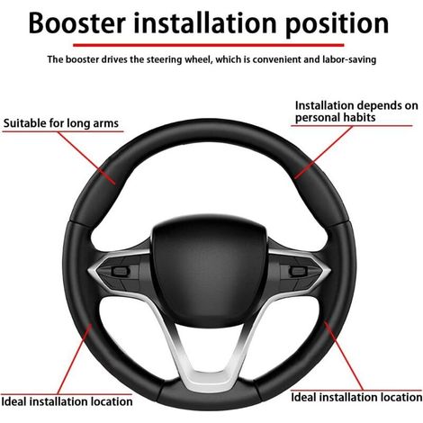 Bouton de Volant de Voiture, Universel Spinner de Volant Silicone, Bouton de Rappel de Volant Rotatif à 360°, Convient à Toutes Les Voitures, Camions, Semi-Remorques, Bateaux(Noir)