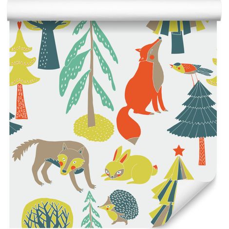 Papel pintado de animales del bosque para salón y dormitorio, 50x1000 cm. (1/5)