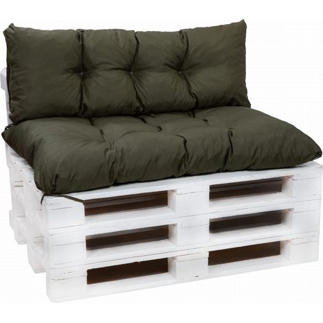 Set Coussins pour palettes, Assise 120 x 80 et Dossier 120 x 50cm, coussins canapé / coussin palette in-extérieur Vert, SETGARDEN