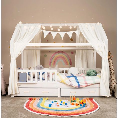 Alavya Home Set décoratif en 100% coton mousseline bio  Certifié GOTS  125x350 cm Blanc (1/5)