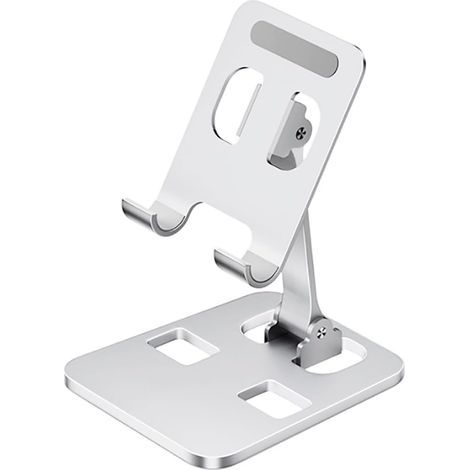 Smartphone-Tischständer aus Aluminiumlegierung, verstellbare Universalhalterung für iPhone, Huawei, Galaxy und viele andere Mobiltelefone und Tablets (Silber) (1/5)