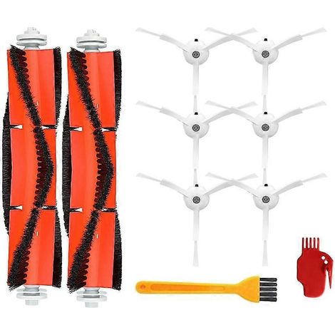 Kits d'accessoires pour aspirateurs robots Roborock S50, S51, E25, S5, E20 et C10 : pièces détachées, brosses latérales et brosse rotative.