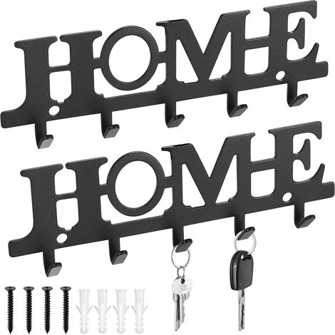 2 - Porte-clés mural - Crochet mural - Accessoire de rangement - Design Home décoratif - Pour entrée et salon - Noir - 14x4,5cm (1/5)