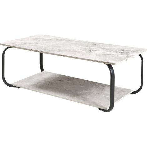Table basse console d'appoint 120 x 60 x 43 cm effet marbre blanc noir (1/5)