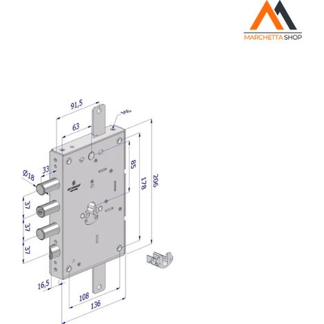SERRATURA TRIPLICE A CILINDRO3 MANDATE 260 SX/REVERSIBILE