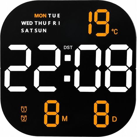 Horloge murale LED avec compte à rebours, grand modèle décoratif en acrylique, pour salon et salle de sport, lampe orange bicolore 6633 (1/5)