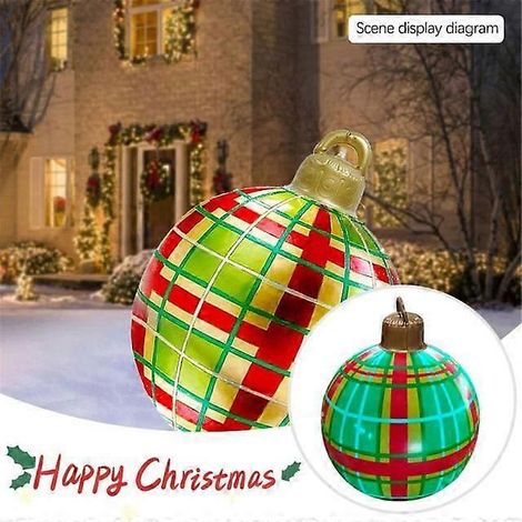 Boule de Noël gonflable décorative de 60 cm en PVC, géante, pour sapin de Noël, sans lumière. (1/5)