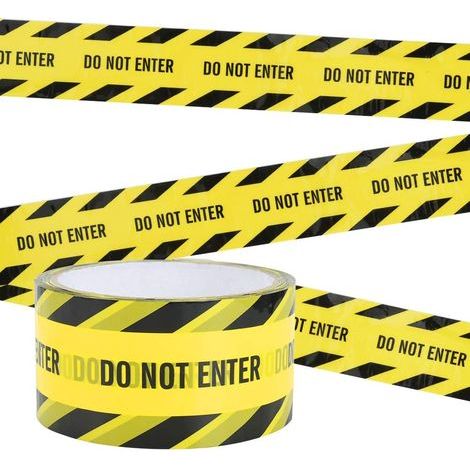 Ruban D'avertissement, 4,8 cm x 25 M DO NOT ENTER Bandes de Sécurité Adhésive Ruban de Signalisation Jaune pour Utiliser Lieu de Travail et Zone Dangereuse (Noir/Jaune) (1/5)