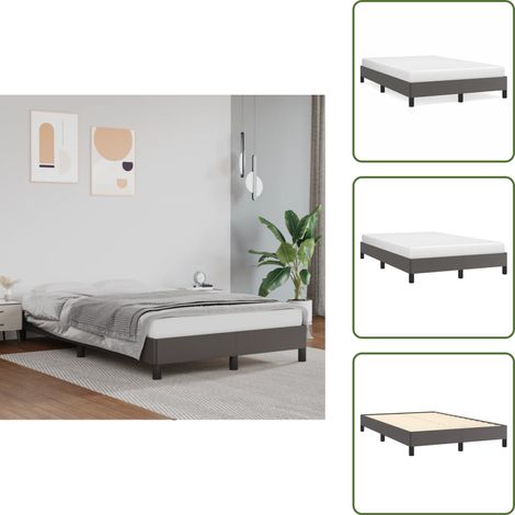 Bettgestell Grau 120x200 cm Kunstleder - Bettrahmen - Schlafzimmermöbel - Kunstlederbett - Doppelbett - Boxspringbettrahmen (1/5)