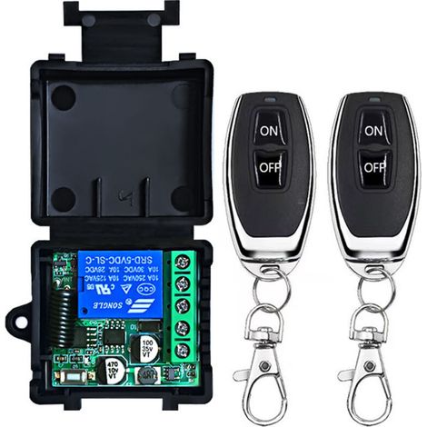 Interruptor de control remoto inalámbrico de 433 MHz, 230 V, 220 V, 240 V, receptor de relé de control remoto de 1 canal con 2 transmisores de control remoto, controlador de relé de contactos libres d (1/4)