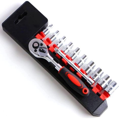 Lot de 12 clés allen à douille, 6,35 mm (1/4 "), manche de clé à rochet à déverrouillage rapide pour réparation auto et moto (1/5)