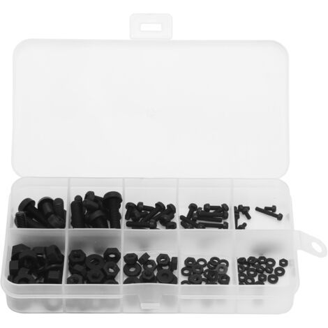 Kit de vis en Nylon noir, 150 pièces, composant électronique isolé, pièce consommable M2 M2.5 M3 M4 M5 (1/5)