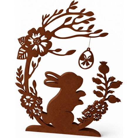 Decorazione pasquale: coniglietto sotto l'arco con un uovo di Pasqua, marrone (1/3)