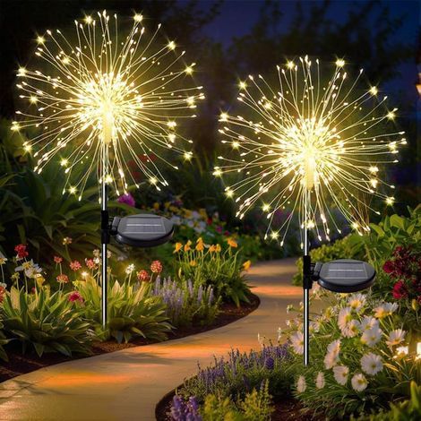 Two sets of outdoor solar lights, 120 LED bulbs, suitable for warm white light decoration in the garden. (1/5)