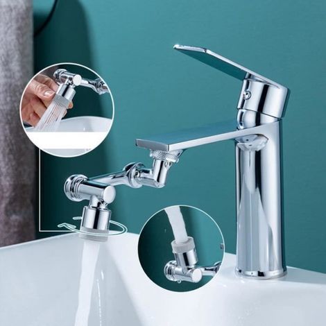 Prolongateur de robinet 1080° Pivotant-Mousseur-Tête De Pulvérisation-2 Modes-Pour Cuisine-Argent (1/4)