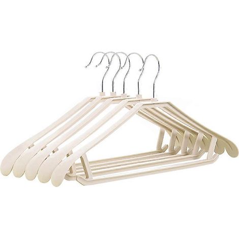 Lot de 5 cintres antidérapants pour vêtements, costumes, chemises, pulls et robes, avec crochet et étendoir à linge (kaki)-40.00X3.00X23.00CM-Khaki (1/3)