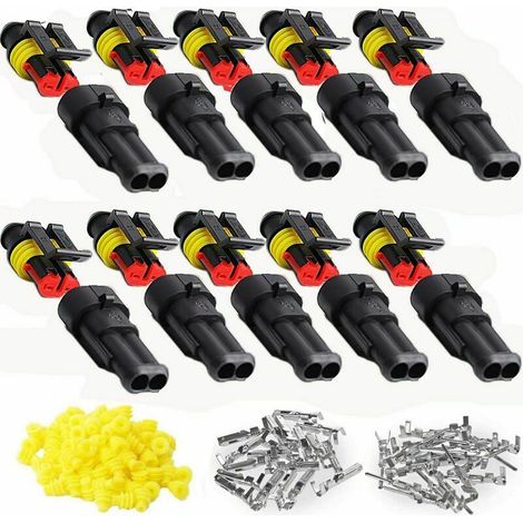 VURAHOME - 10 Kits 2 Broches Voiture tanche Connecteur lectrique, Voiture Fiche Etanche, tanche la poussire, isol et scell (1/5)