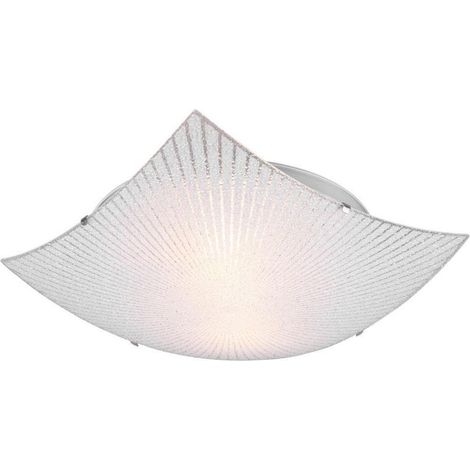 Flache Deckenleuchte ELISA mit Glas Lampenschirm Weiß, Quadrat 40cm (1/4)