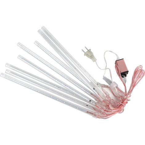 Pluie de lumière LED étanche patch double face 30cm 24LED ruban lumineux extérieur prise US 110-220V (tube lumineux coloré 8 pièces)