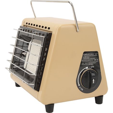 Chauffage à gaz portable multifonctionnel à allumage électronique, fonctionnant au butane, idéal pour le camping et les voyages en plein air (couleur kaki). (1/5)