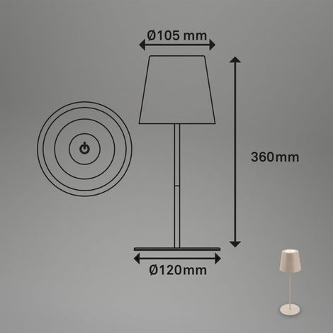 [NEVER USED] Wireless LED table lamp, touch-sensitive, dimmable, height-adjustable, battery-powered, outdoor lamp, 36x10.5 cm, Beige