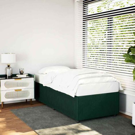 Cadre de lit 90 x 200 cm avec sommier à lattes, velours vert foncé, sans matelas - PANGIVO (1/5)
