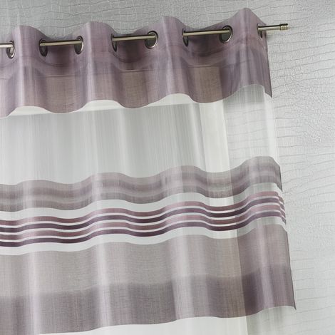 Voilage organza rayures horizontales tissées Vieux rose 140x240 cm