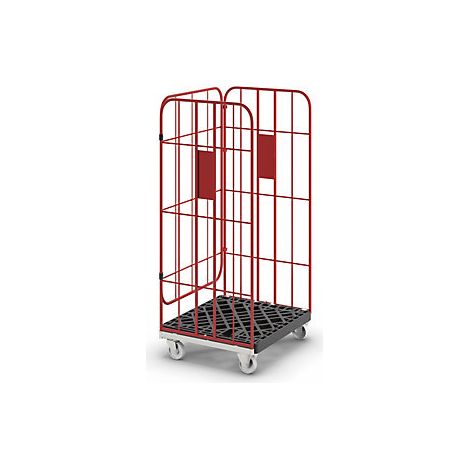 kaiserkraft  Rollcontainer a V  impilabile  3 lati  rosso