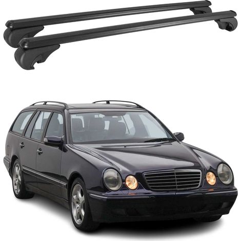 OMAC Aluminium Dachträger Querträger für Mercedes E Klasse S210 Kombi 1997-2003 – TÜV / DIN 75302:2019 – Abschließbar – Max. 75 kg – 2 Stangen Schwarz (1/5)