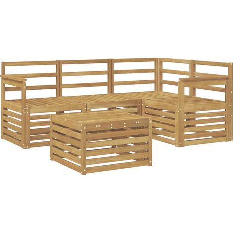 Outdoor Sofa Set 5 pcs White 59 x 59 x 37 cm Solid Acacia Wood vidaXL