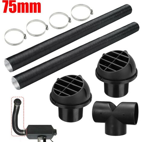 Tuyau de chauffage auto 75mm, raccord en T pour conduit d'air chaud, sortie de ventilation, colliers de fixation inclus (1/5)