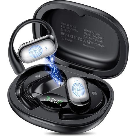 AI Ecouteur Traducteur Instantané, 3 en 1 Bluetooth 6.1 Ecouteur Traducteur avec 198 Langues 8 Modes de Traduction, 80H Open Ear Oreillette Traduction avec APP pour Affaires Voyage étude, Noir (1/5)