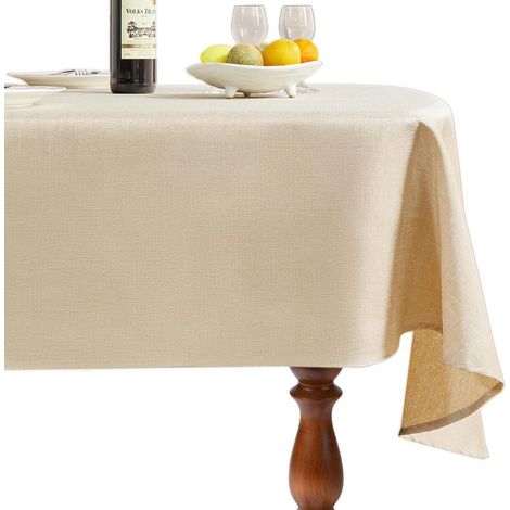 Nappe ovale 140x300 cm lin beige infroissable & antidérapante