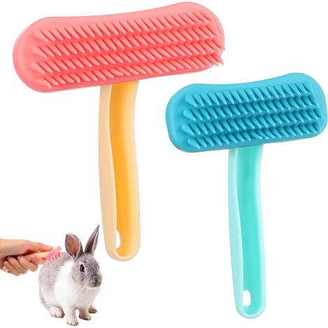 Set mit 2 Silikon-Pflegebürsten für Kleintiere  Massagekamm für Kätzchen, Welpen, Kaninchen, Meerschweinchen, zum Baden und für die Massage