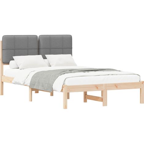 Estructura de Cama con Cabecera Tapizada Gris Claro vidaXL (1/5)