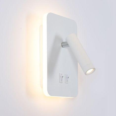 8W Moderne Applique Murale LED Lampe de Lecture Murale avec Interrupteur 350° Pivotant 3W Spot Mural LED Lampe Murale Interieur pour Chambre à Coucher Chevet Salon Salle D'étude, Blanc 3000K (1/5)