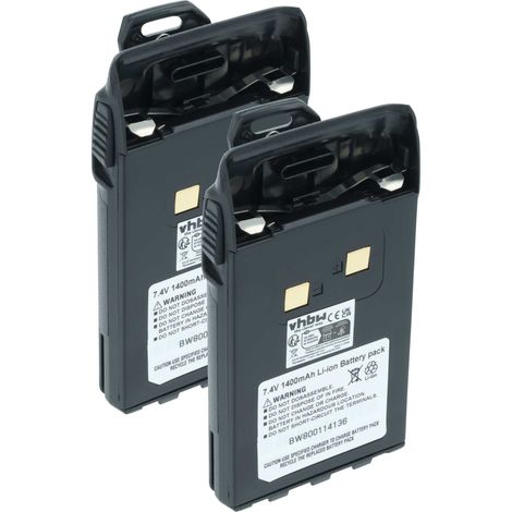 vhbw 2x Akku kompatibel mit Team TeCom DualBand Funkgerät, Walkie Talkie (1400 mAh, 7,4 V, Li-Ion) + Gürtelclip