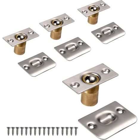 Loquet à Bille de Porte, Réglable Fermeture à Bille Verrou de Boule de Porte en Acier Inoxydable Cuisine Domicile Placard Penderie Porte Armoire Placard (4 boîtes d'argent) (1/4)