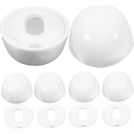 6 Pièces Cache-boulons de Toilette en Abs Blanc, Forme Ronde (1/5)