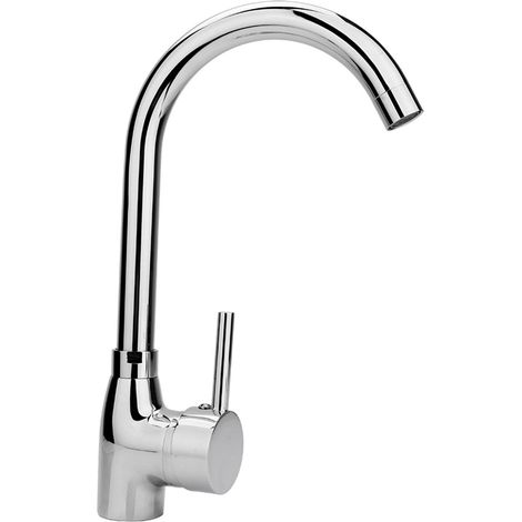 Robinet de cuisine chromé moderne, robinet d'eau à poignée unique, mitigeur monté sur le pont, évier (1/3)