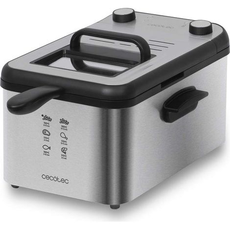 Friteuse Électrique CleanFry 3000 Full Inox. 3L, Jusqu’à 190 ºC, Minuterie 30min, Cuve Émaillée qui convient au Lave-vaisselle, Filtre OilCleaner, 2400W. (1/5)