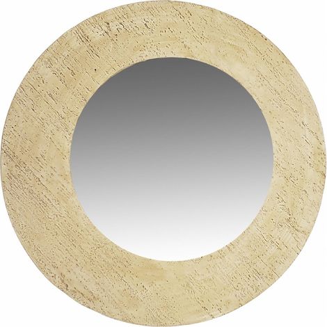 Miroir rond effet travertin style naturel pour intérieur élégant - beige effet pierre travertin naturel (1/3)
