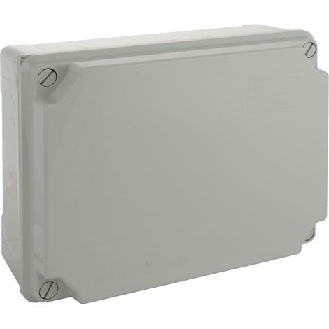 Boîte de connexion étanche rectangulaire sans cônes IP65/IK09 310x240x125mm/320x250x135mm avec couvercle de fermeture à vis gris