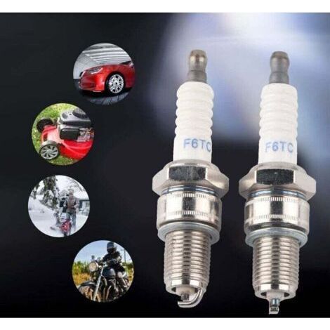 Lot de 2 bougies d'allumage F6RTC pour MTD 95110292 75110292 Torch Engine 131039 Tondeuse à gazon (1/3)